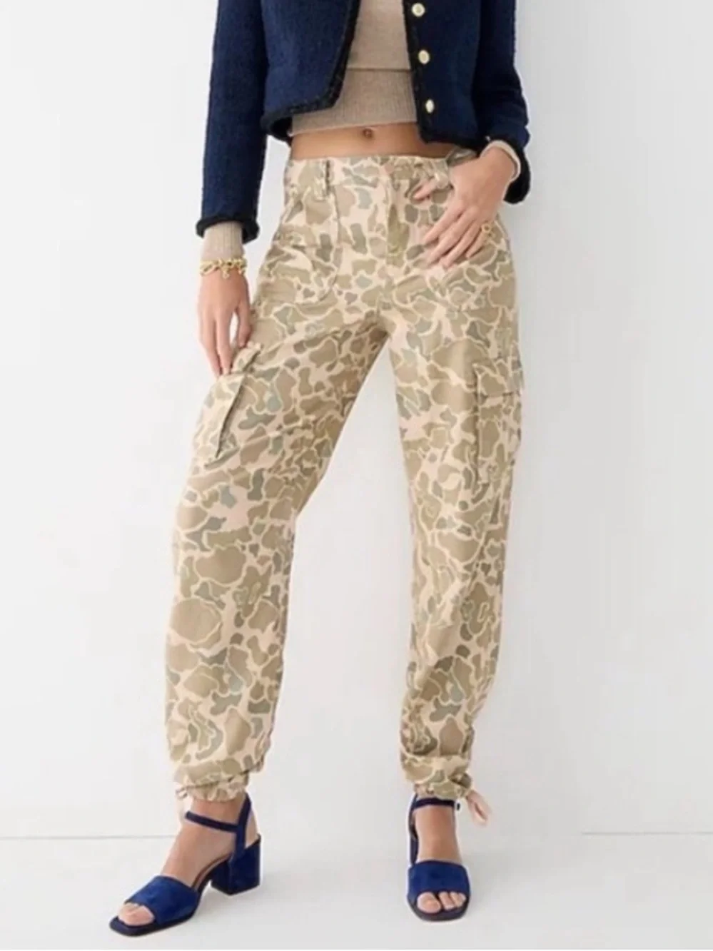 J. Crew Cinched Hem Cotton Camouflage Cargo Pants. Size 27.